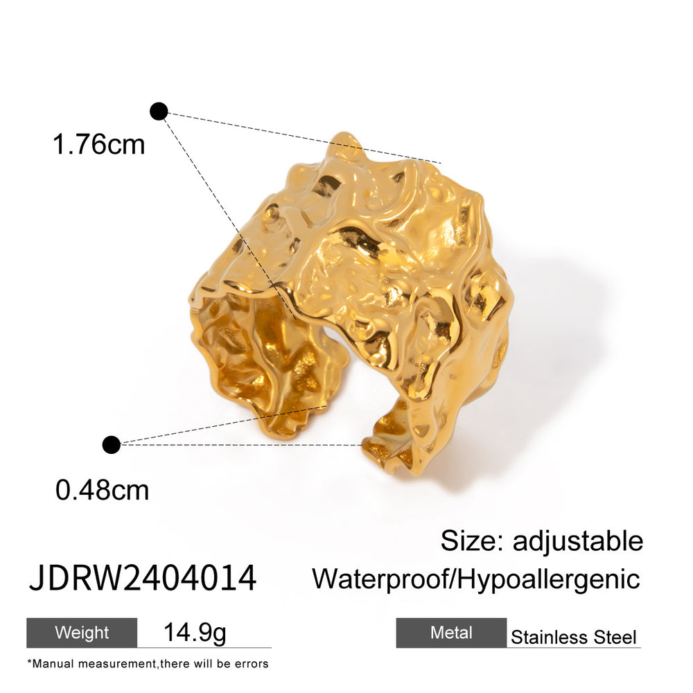 Aurora Texture Ring – adjustable gold ring