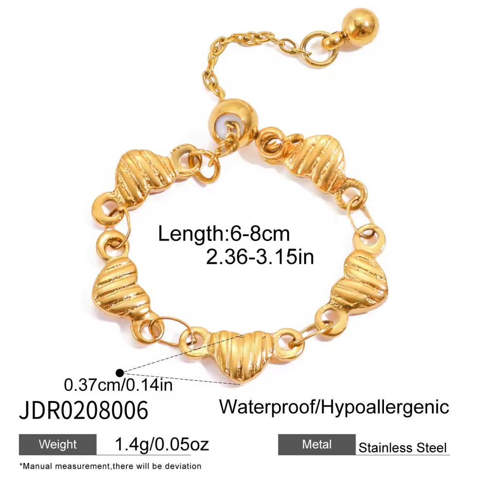 Linear Heart Ring – adjustable gold ring