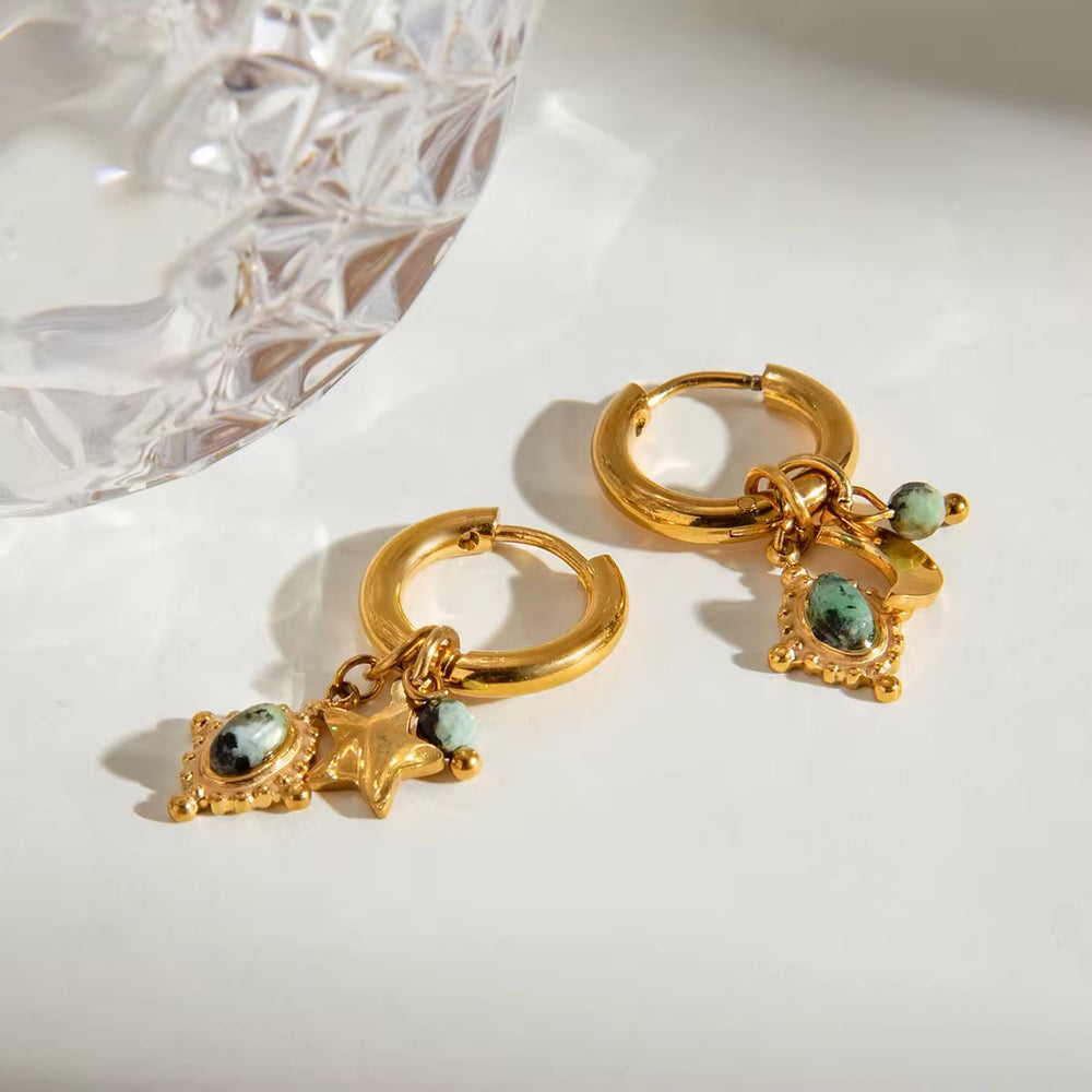 Emerald Orbit Earrings – gold earrings