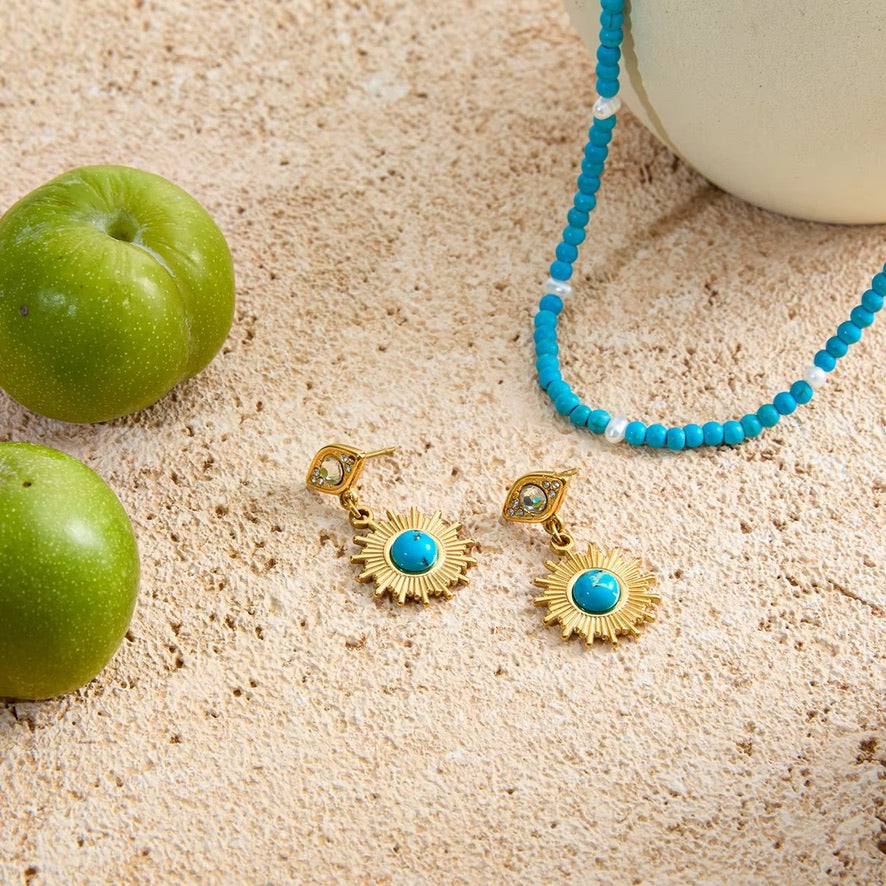 Eye Drop Earrings – gold earrings with cubic zirconia stones