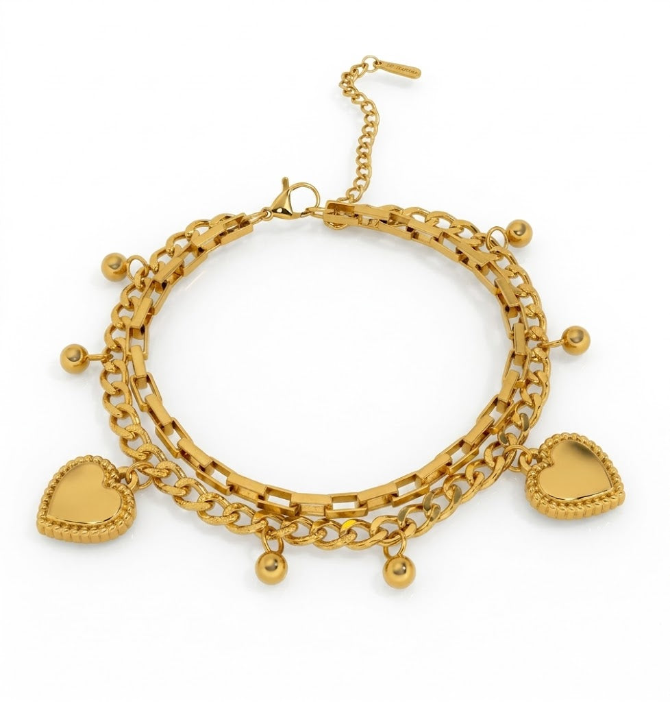 Sweetheart Layered Bracelet – adjustable gold bracelet