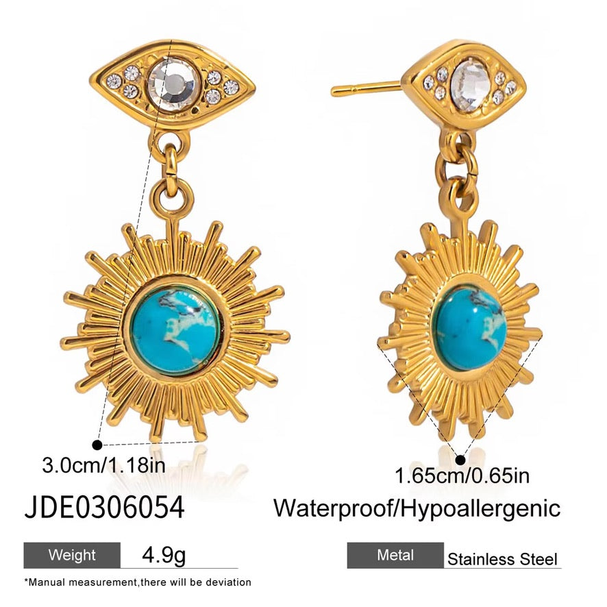 Eye Drop Earrings – gold earrings with cubic zirconia stones