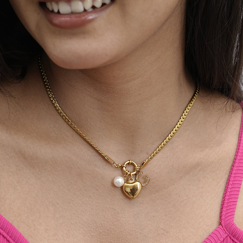 Heart & Charm Link Necklace
