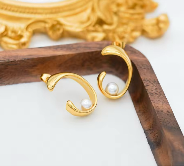 Pearl Orbit Earrings – gold earrings with pearls