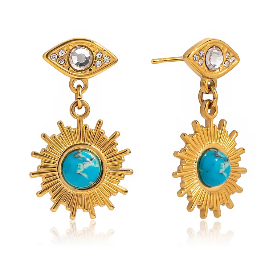 Eye Drop Earrings – gold earrings with cubic zirconia stones