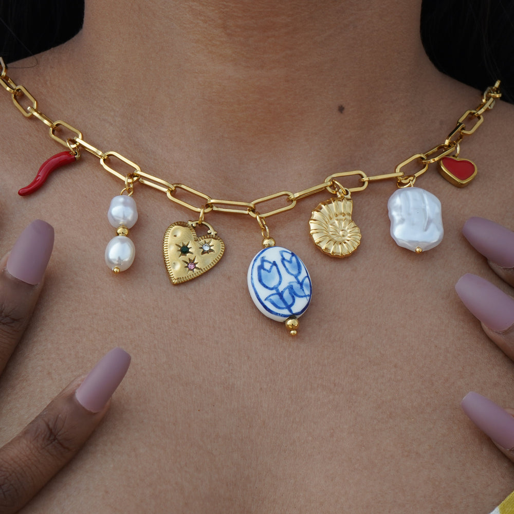 Charm Mélange Necklace – gold necklace with pearls