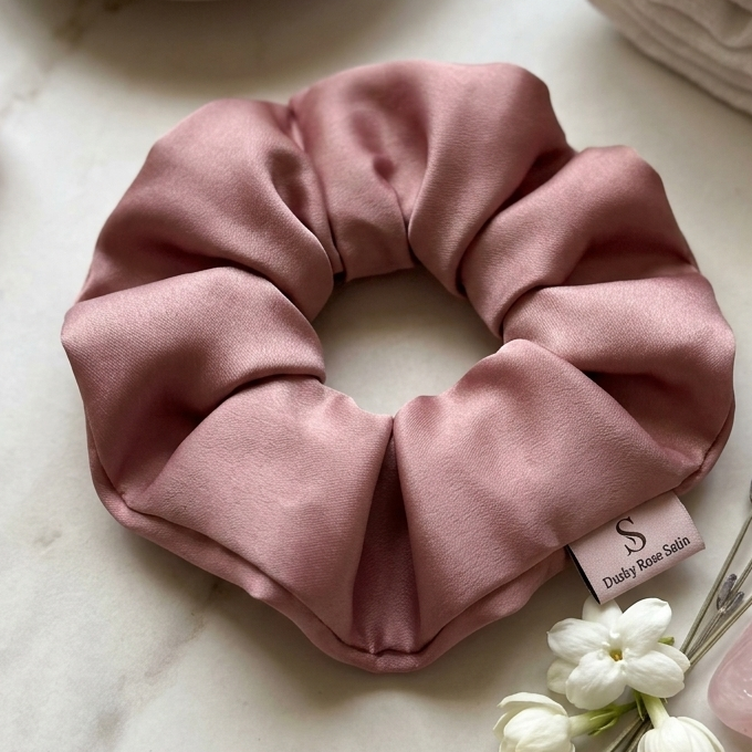 Dusty Rose Satin Scrunchie – scrunchie