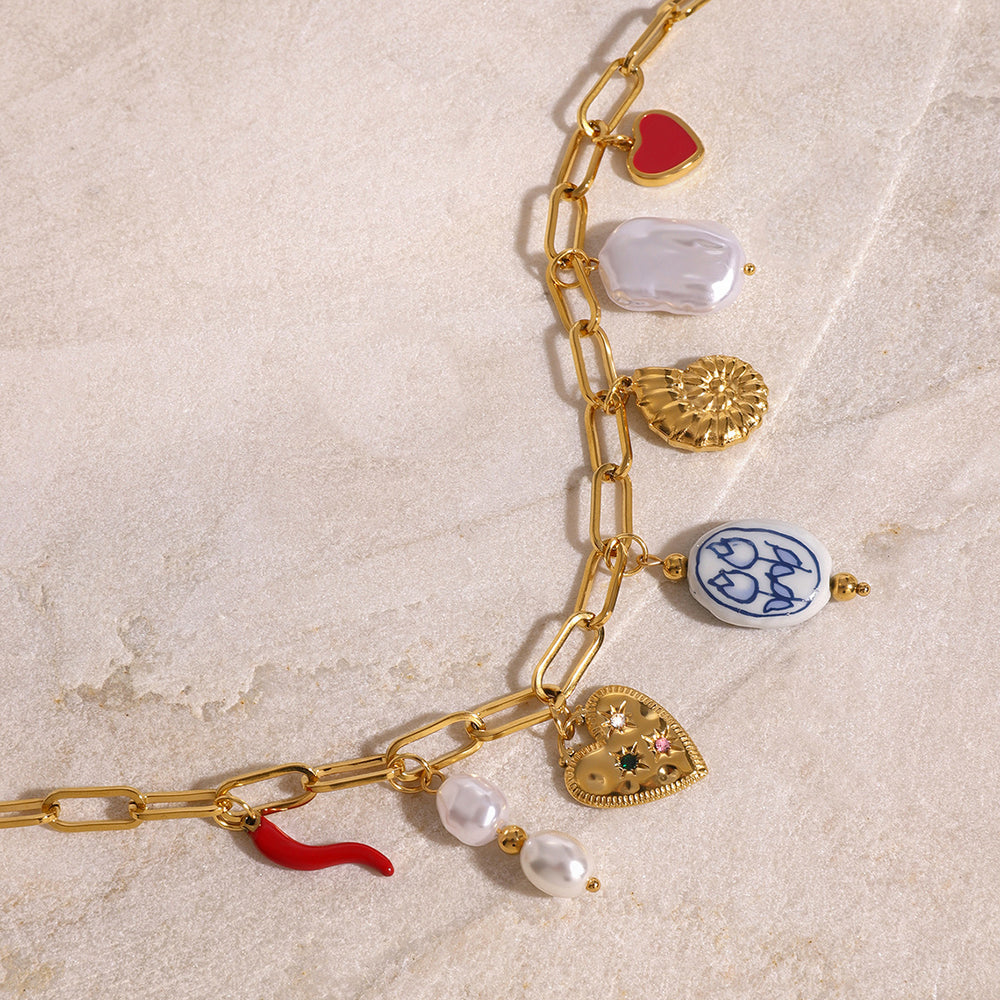 Charm Mélange Necklace – gold necklace with pearls