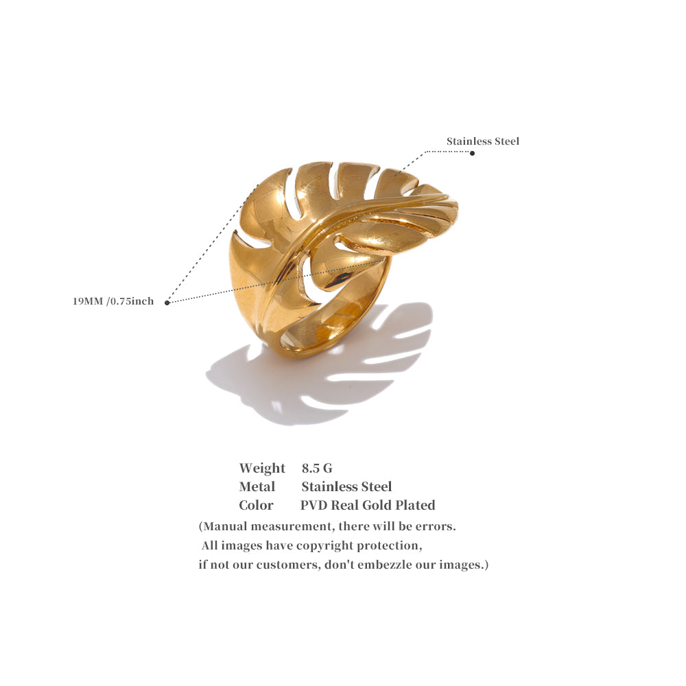 Monstera Leaf Ring – adjustable ring