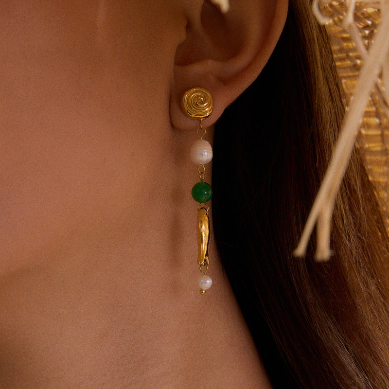 Pisces Drop Earrings – gold earrings with pearls