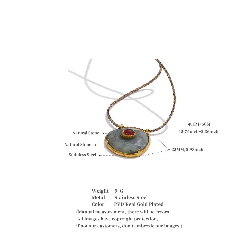 Ocean Relic Necklace – gold pendant necklace with natural stone and red accent