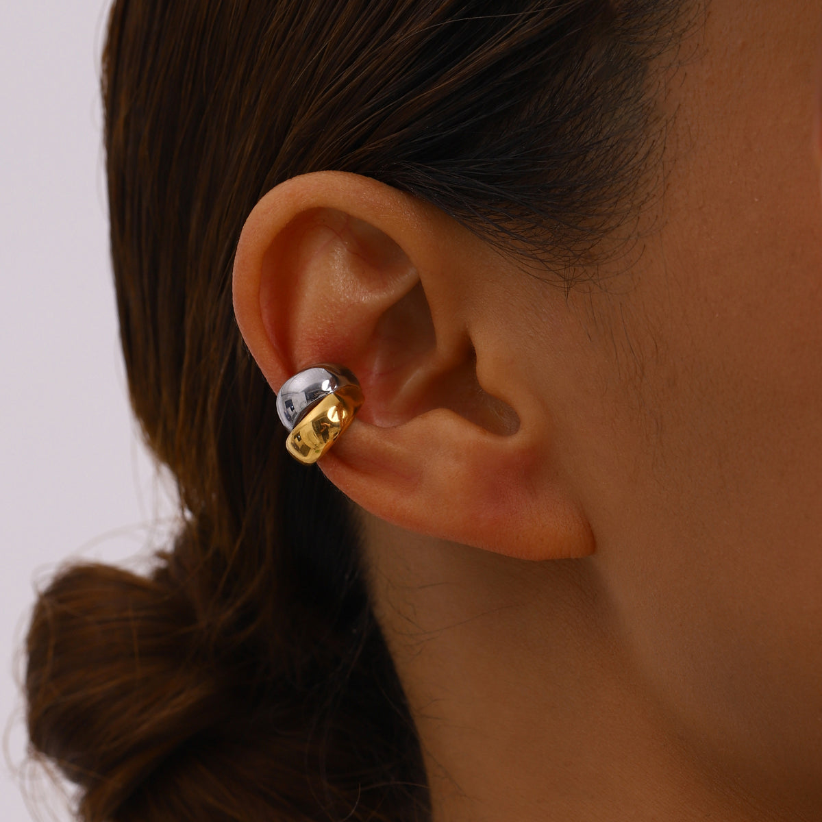 Duo Tone Ear Cuff – Chunky Gold & Silver Mix – Svarn Jewels