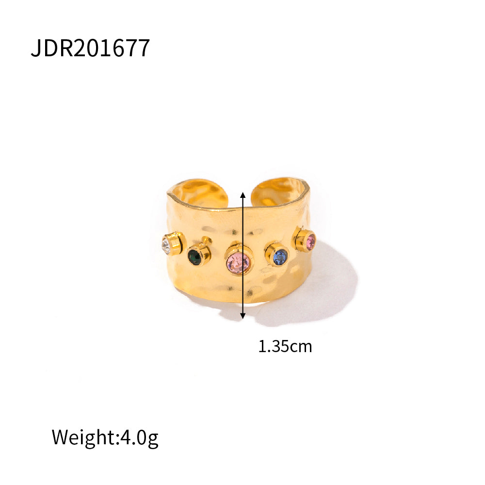 Cosmic Pop Ring – adjustable gold ring with cubic zirconia stones