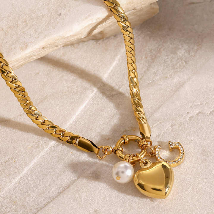 Heart & Charm Link Necklace