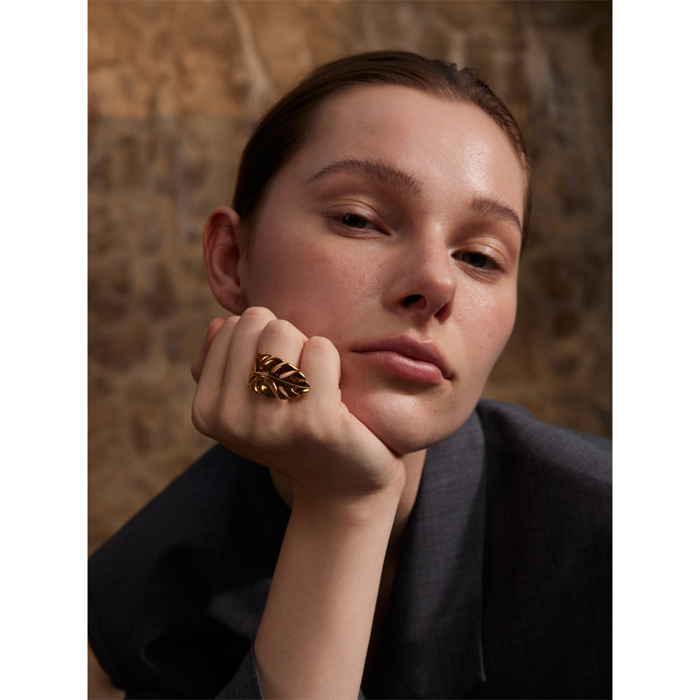 Monstera Leaf Ring – adjustable ring