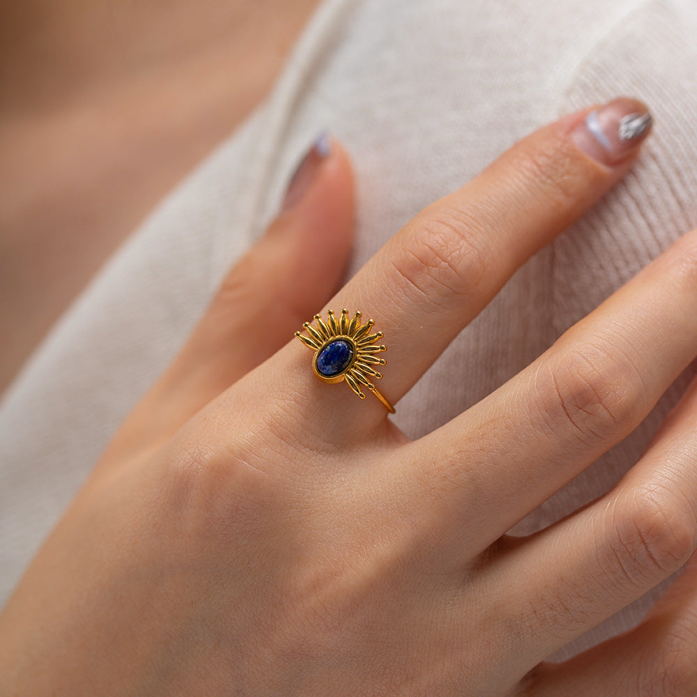 Sunrise Glow Ring – adjustable gold ring with enamel detail