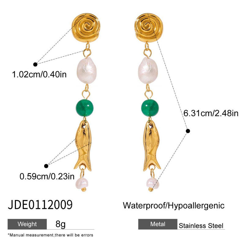 Pisces Drop Earrings – gold earrings with pearls