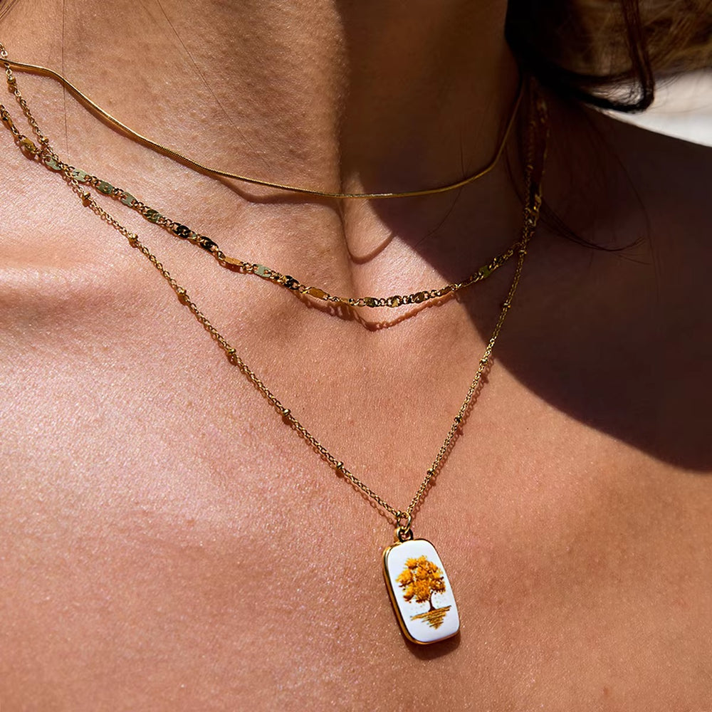 Tree of Life Layered Set – gold layered necklace set