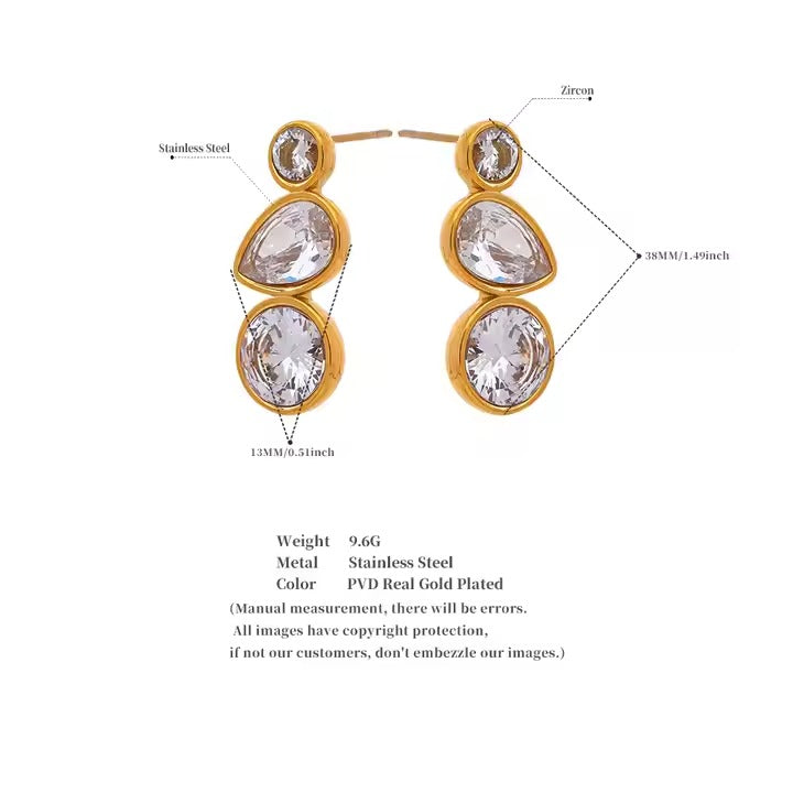 Gem Drip Earrings – gold earrings with cubic zirconia stones