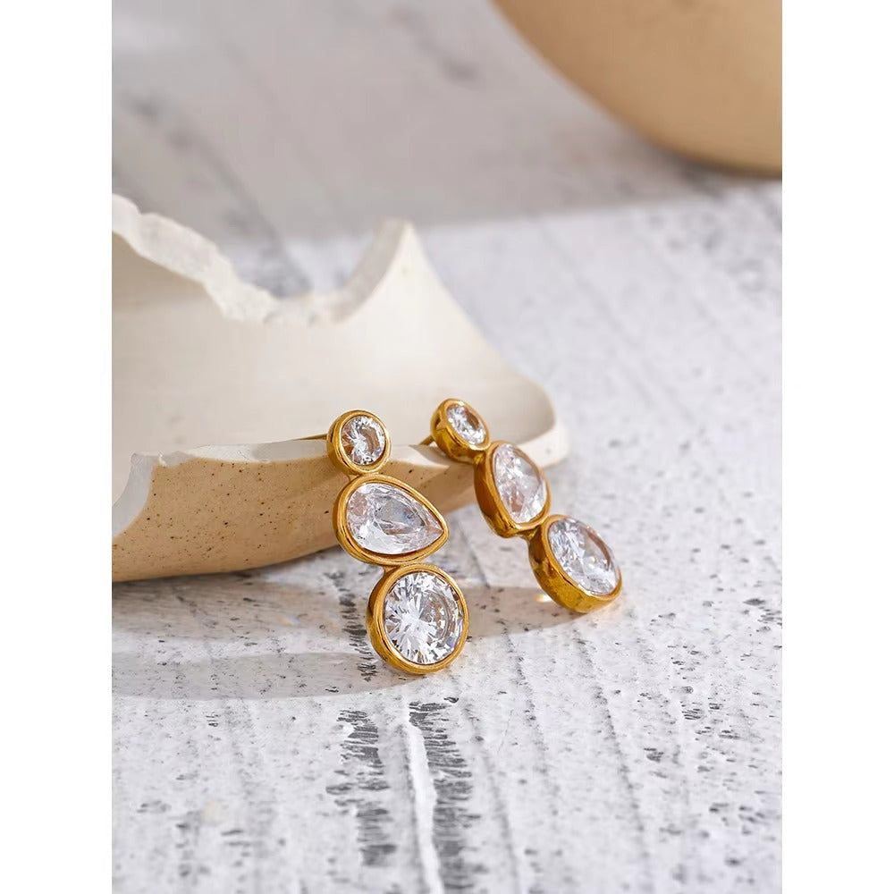 Gem Drip Earrings – gold earrings with cubic zirconia stones