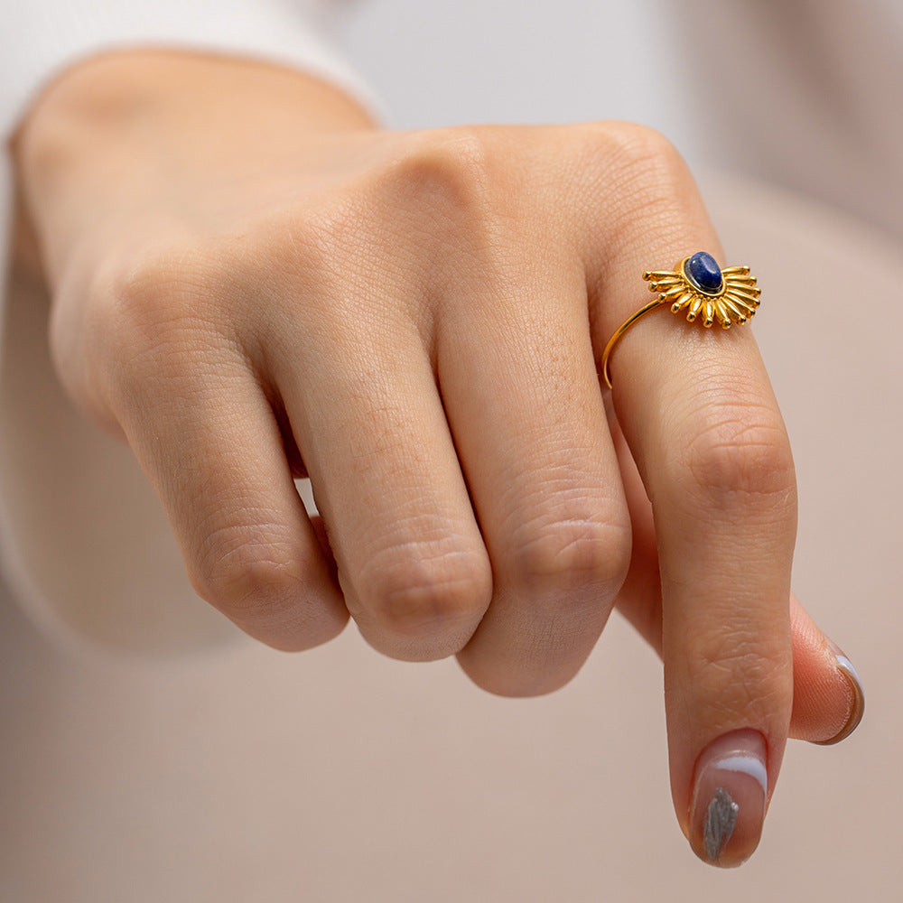Sunrise Glow Ring – adjustable gold ring with enamel detail