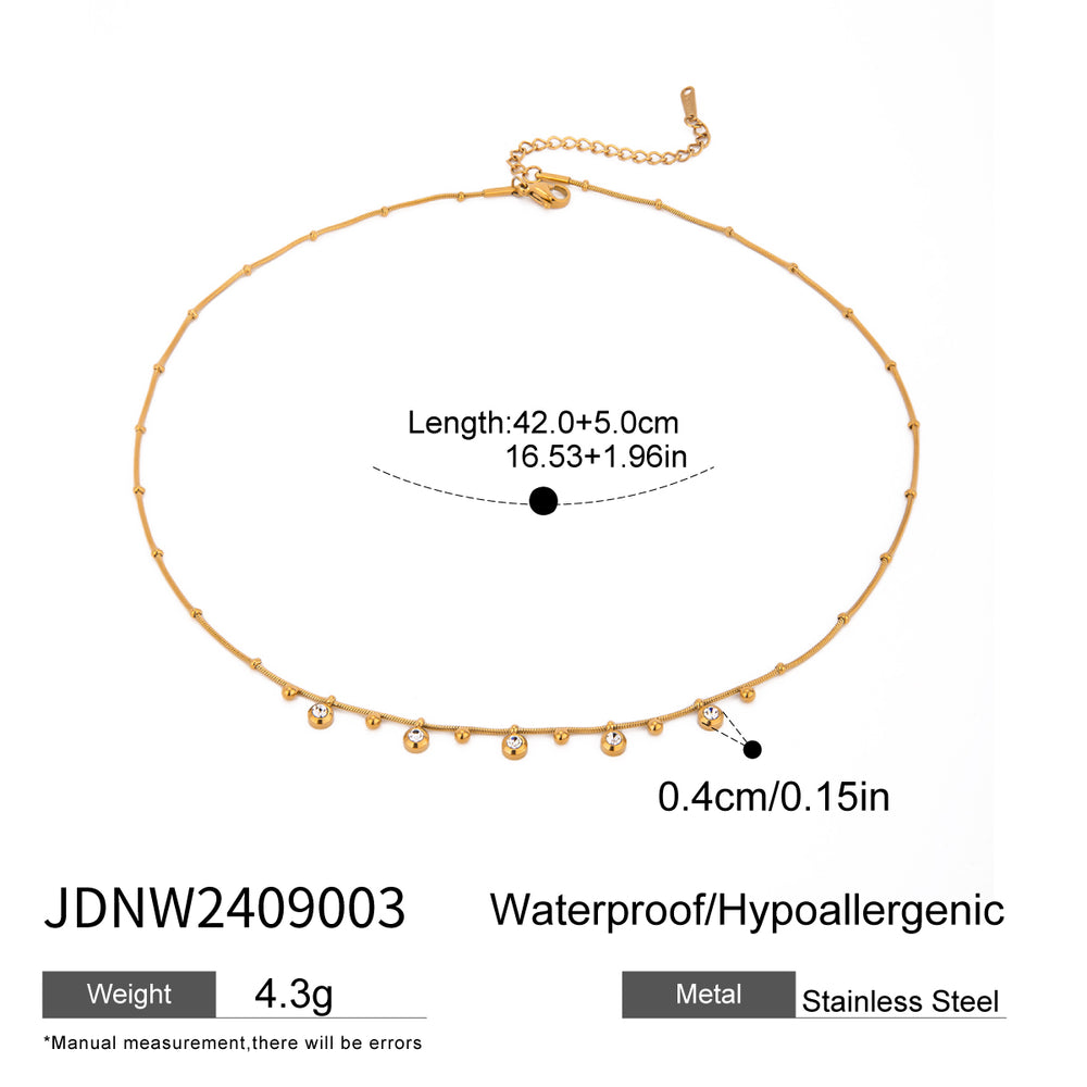 Droplet Charm Necklace – dainty gold charm necklace with bezel-set stones