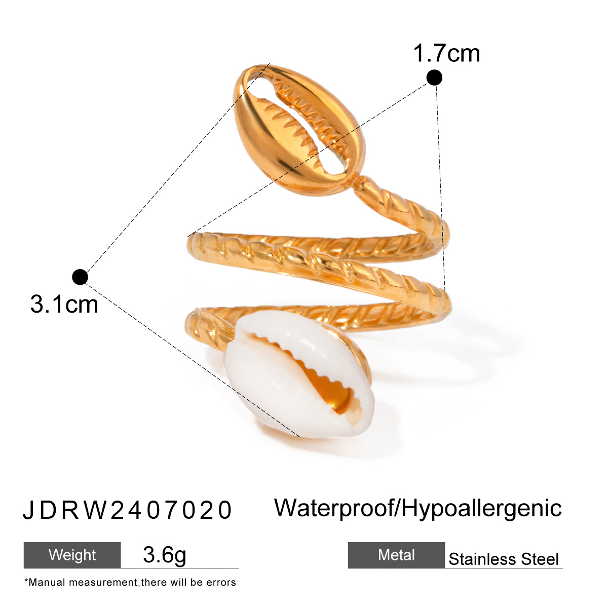 Shell Gold Plated Rings Shell It Ring Set – Gold-Plated Stacked Rings with Shell Charm – Svarn ...