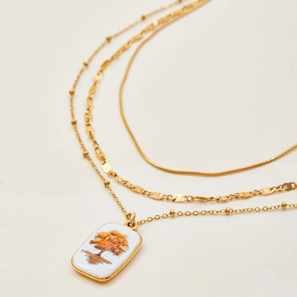Tree of Life Layered Set – gold layered necklace set