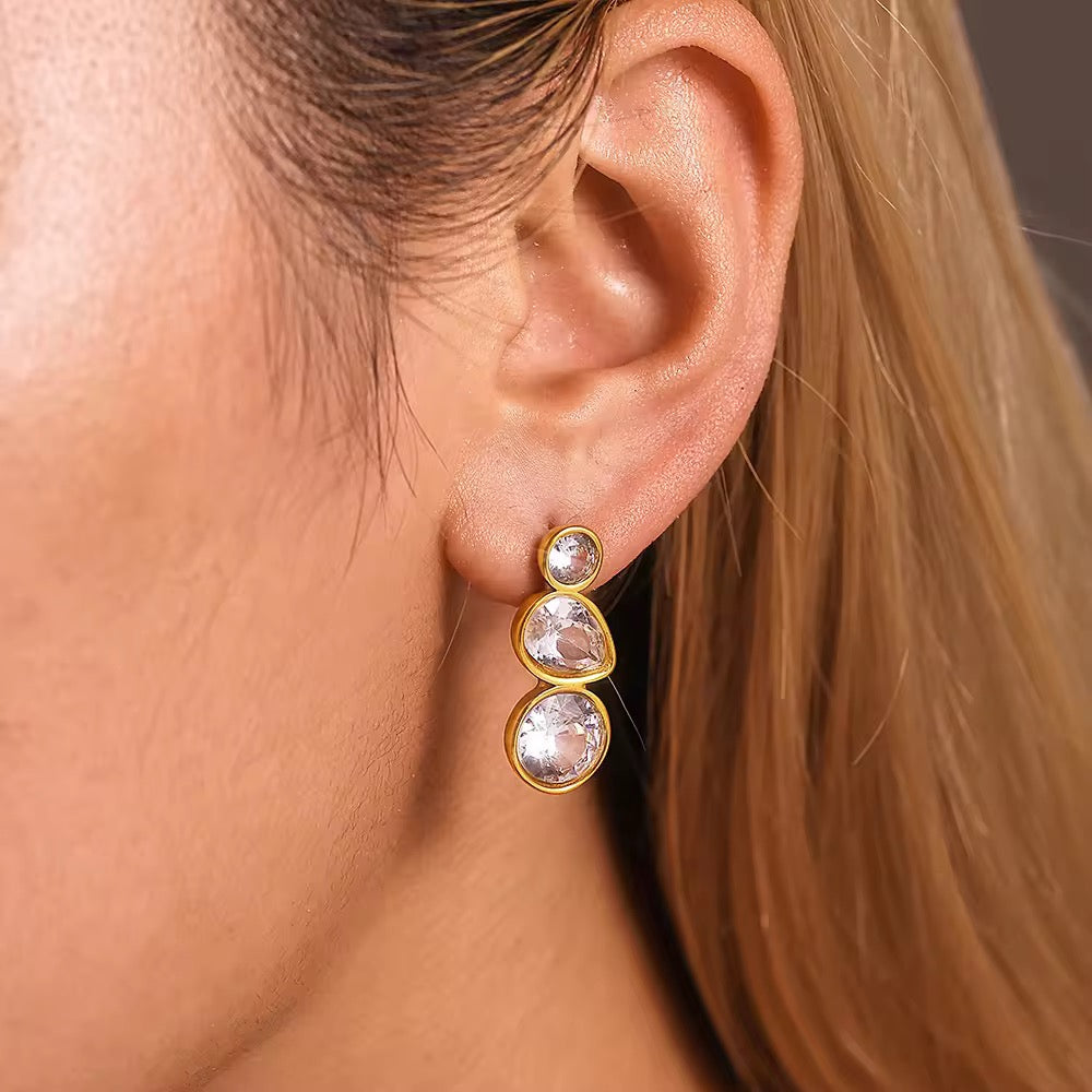 Gem Drip Earrings – gold earrings with cubic zirconia stones