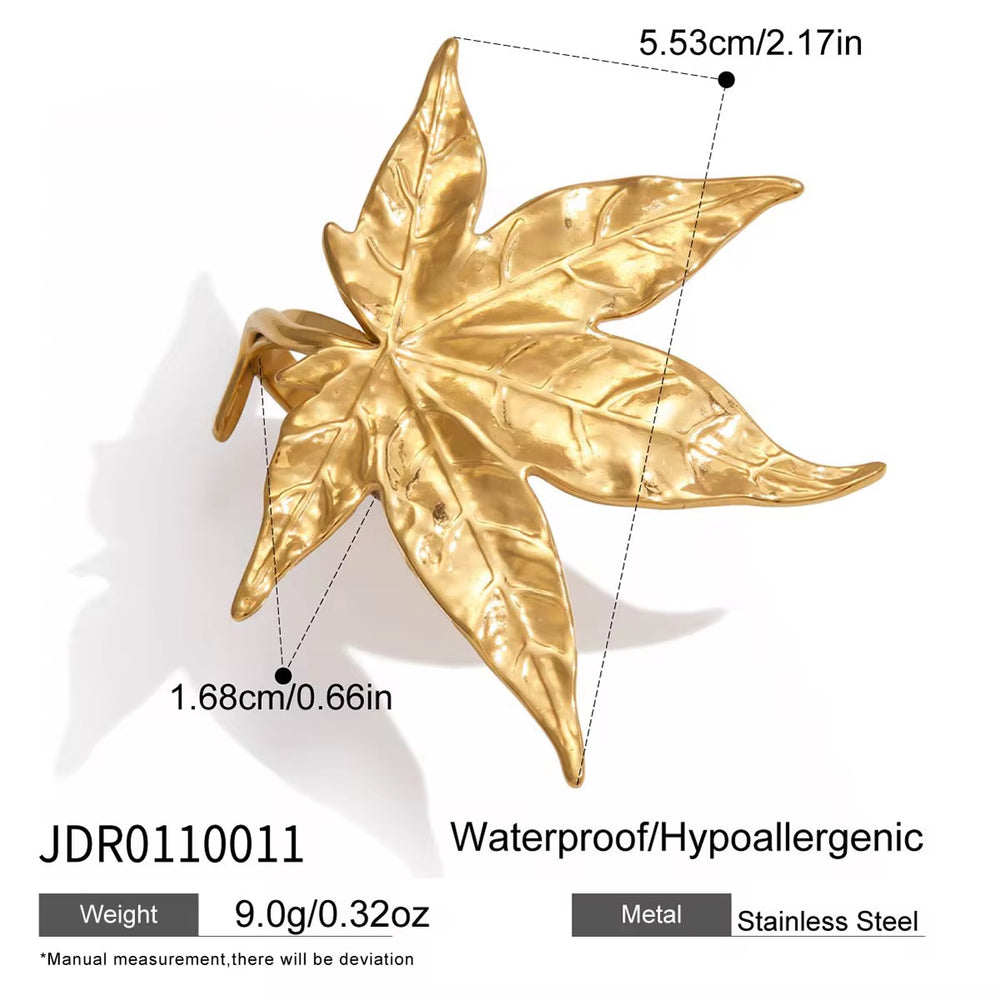 Golden Leaf Ring – adjustable gold ring