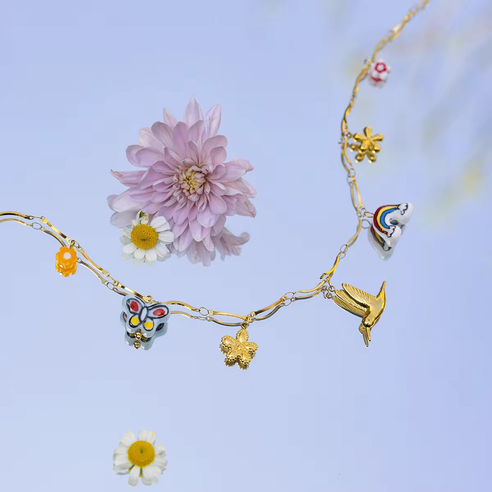 Happy Charms – gold necklace with enamel detail