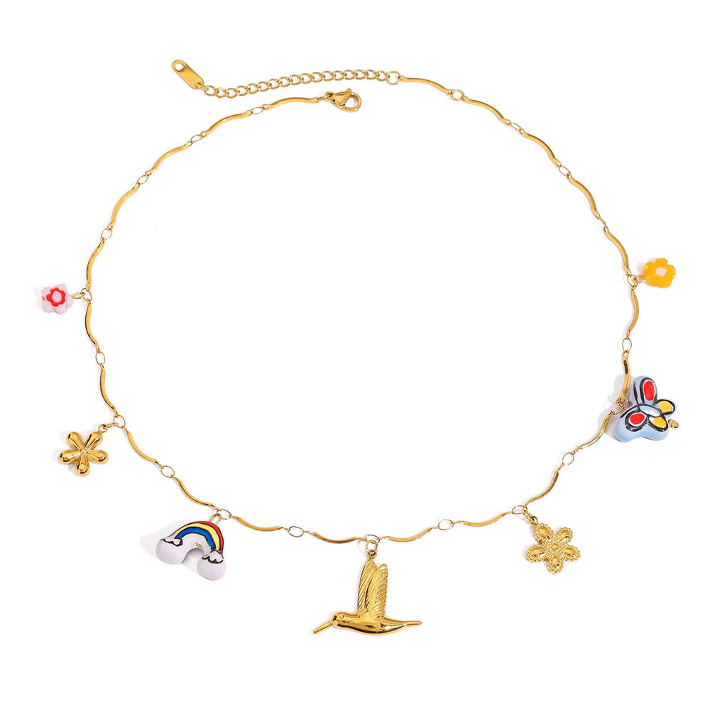 Happy Charms – gold necklace with enamel detail
