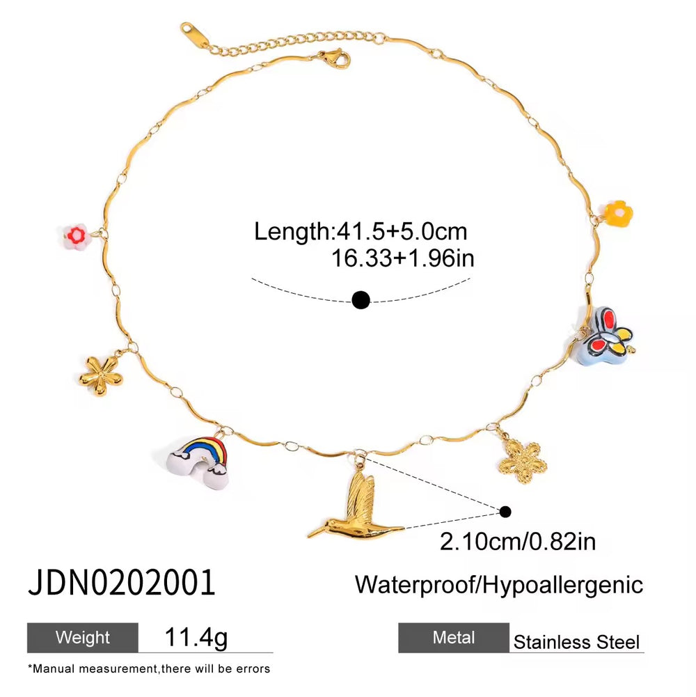 Happy Charms – gold necklace with enamel detail