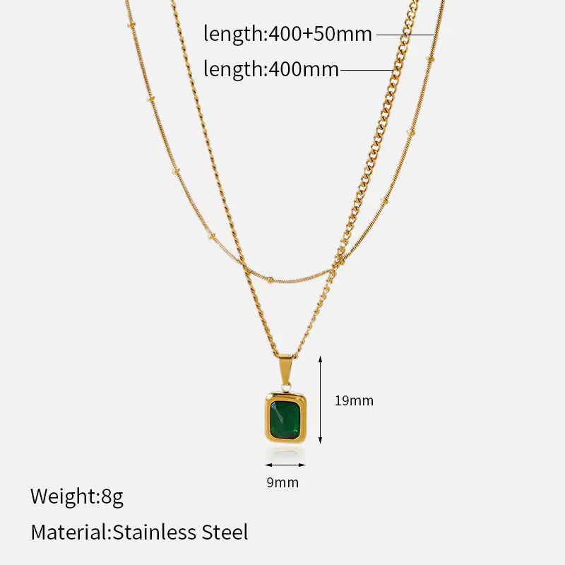 Emerald Layered Necklace – gold necklace