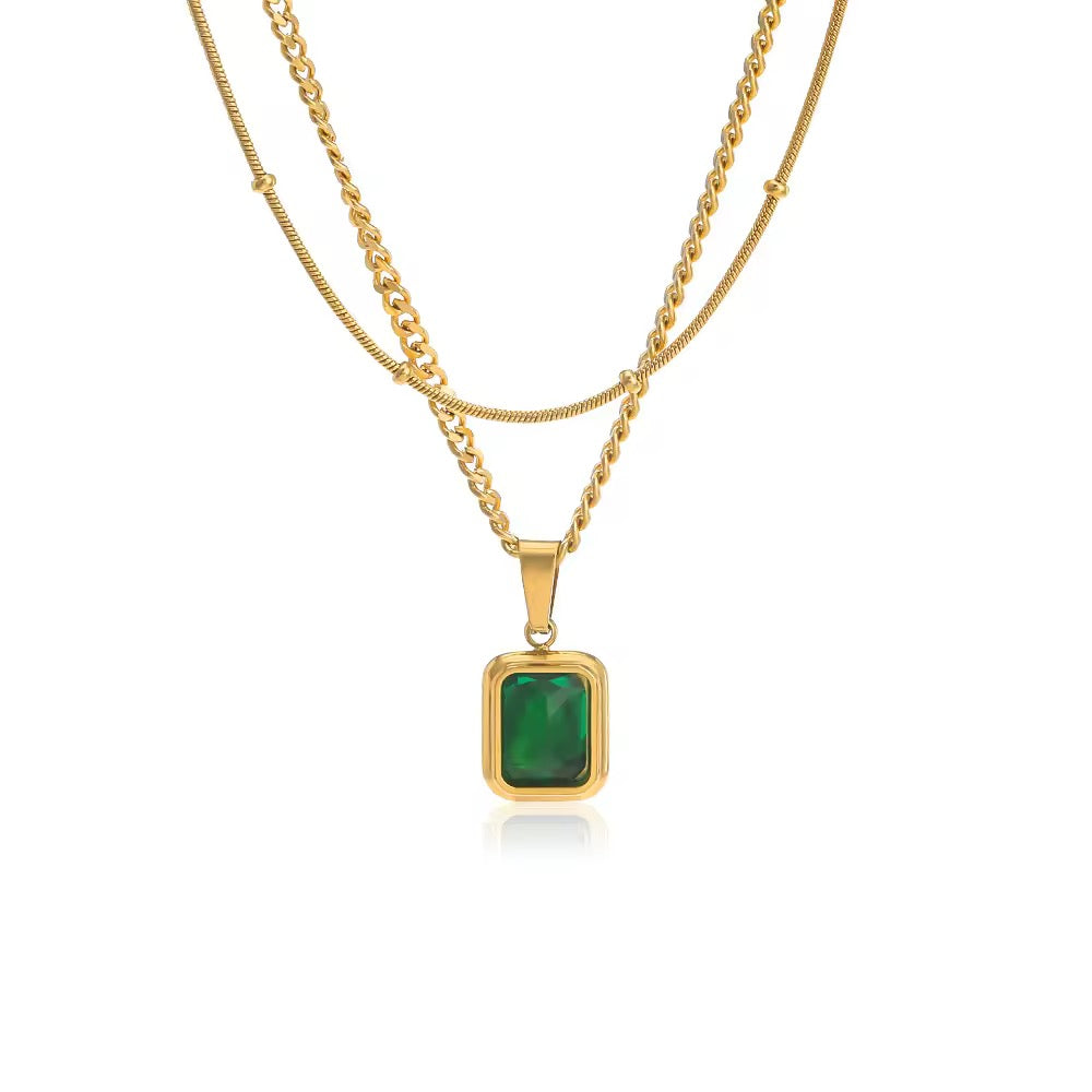 Emerald Layered Necklace – gold necklace