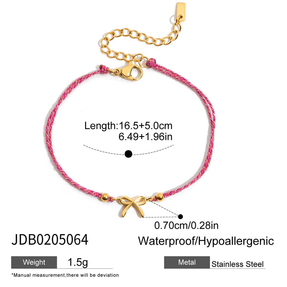 Pink Ribbon Charm – adjustable gold bracelet