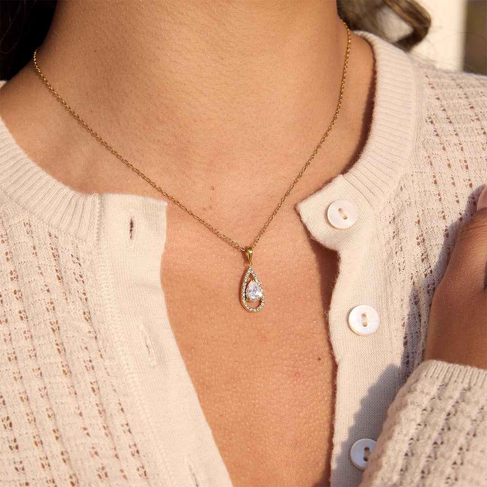 Crystal Drop Necklace – gold necklace