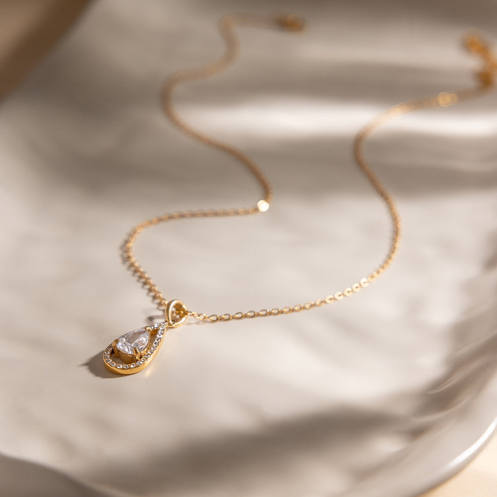Crystal Drop Necklace – gold necklace