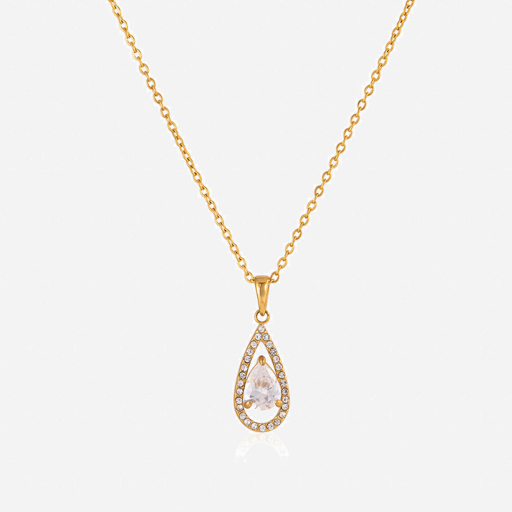 Crystal Drop Necklace – gold necklace