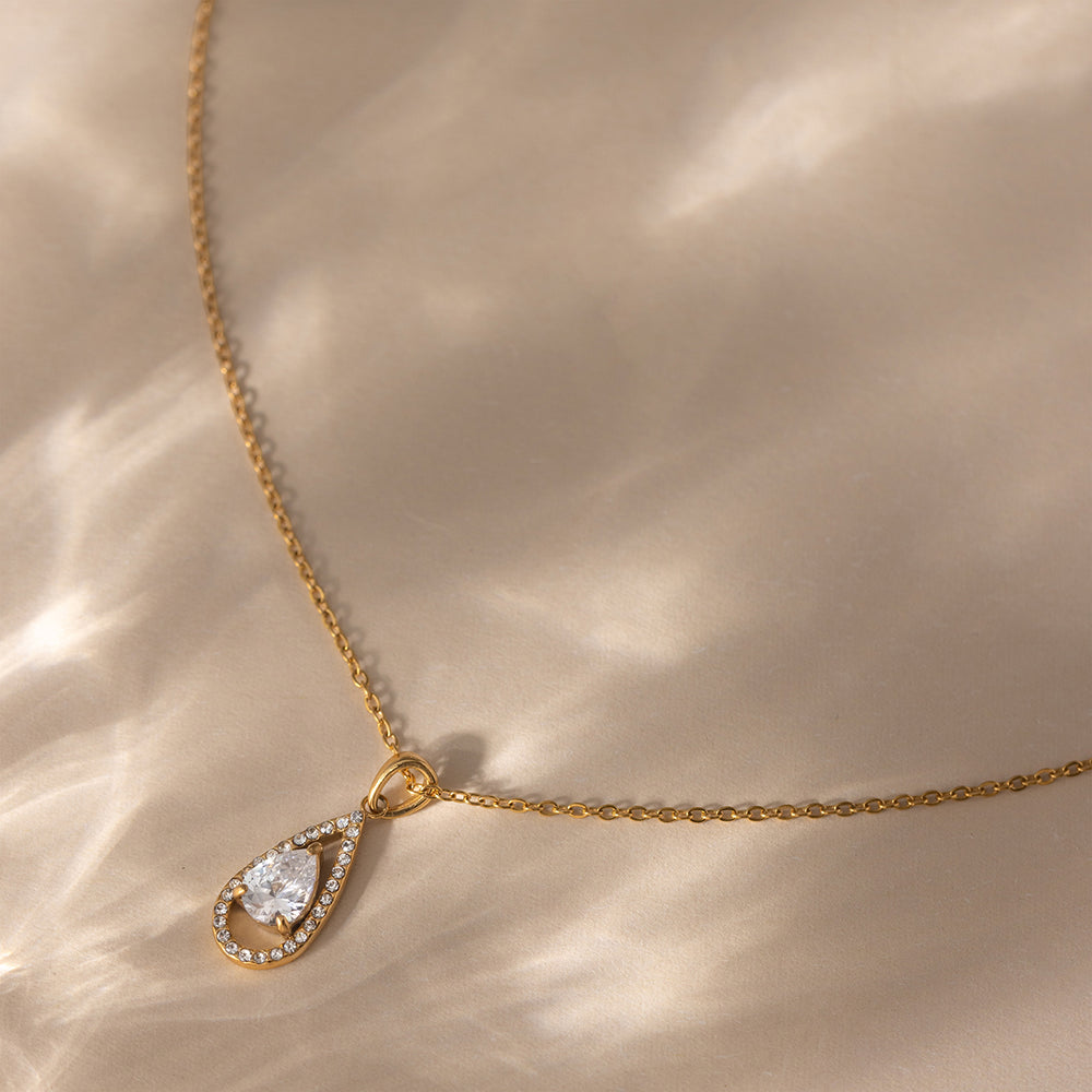 Crystal Drop Necklace – gold necklace