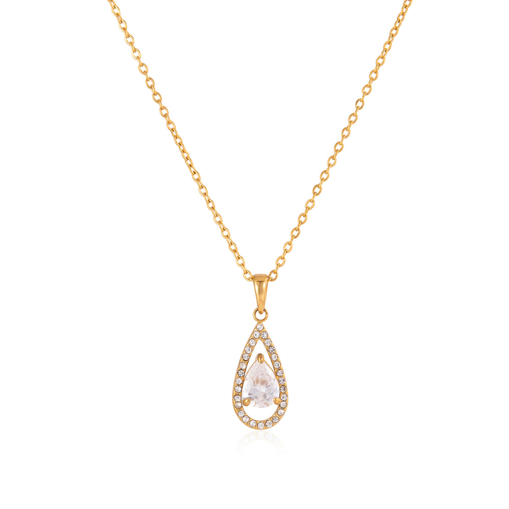 Crystal Drop Necklace – gold necklace