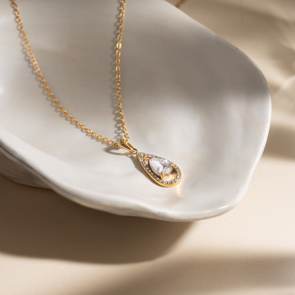 Crystal Drop Necklace – gold necklace