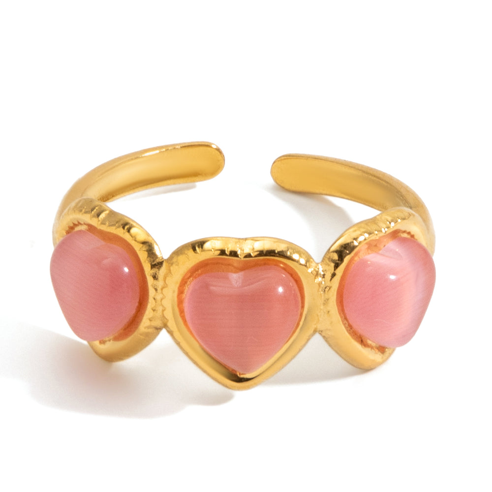 Blushing Heart Ring – adjustable gold ring