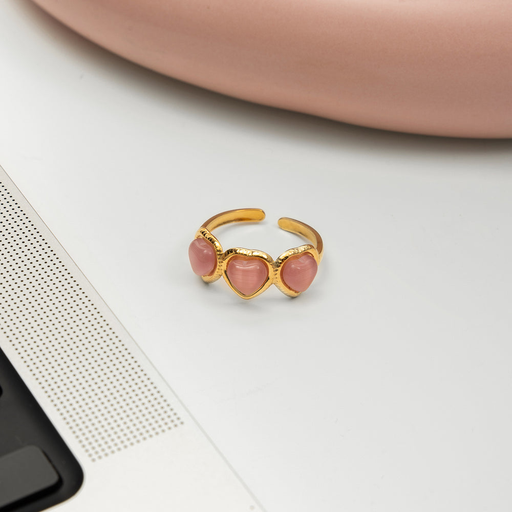 Blushing Heart Ring – adjustable gold ring