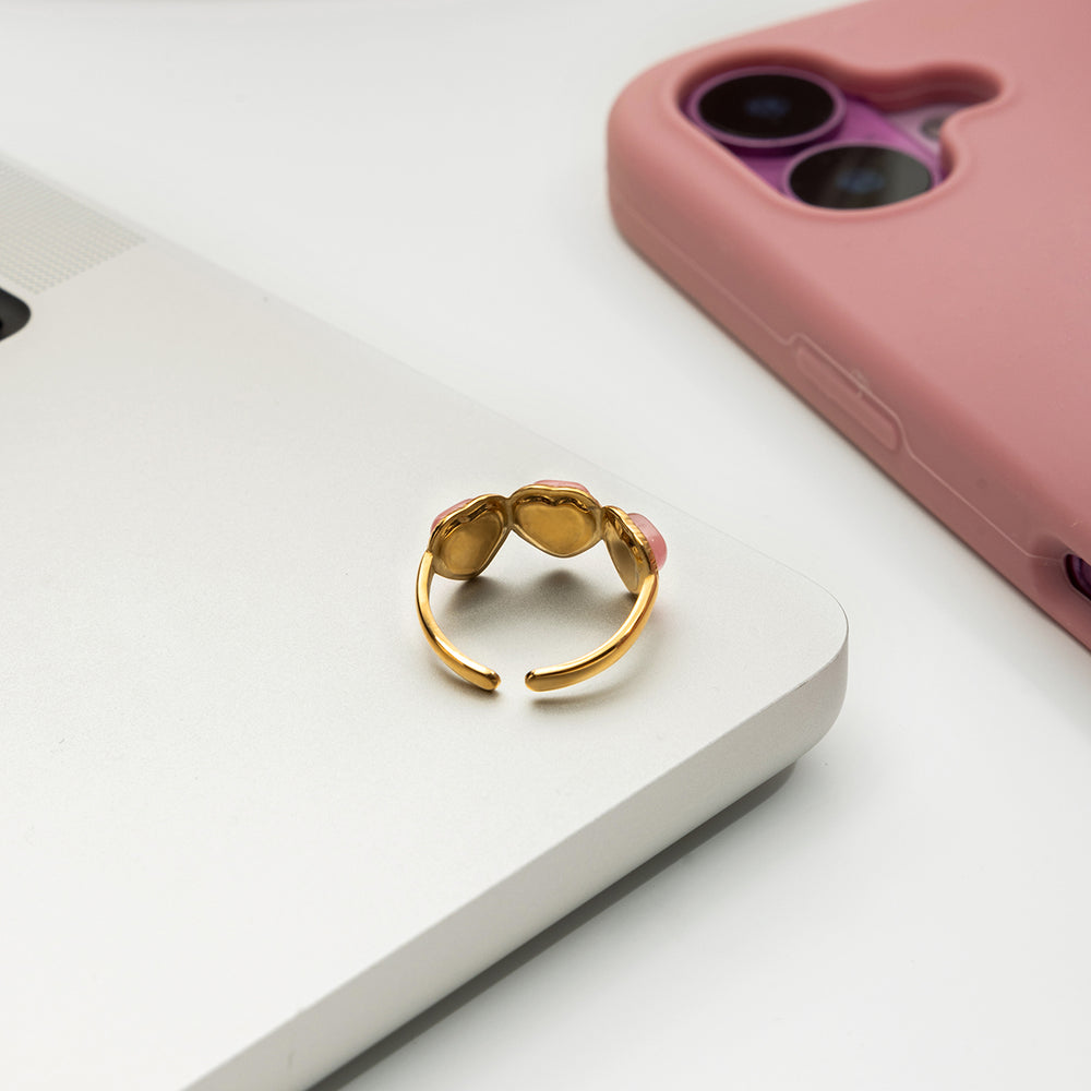 Blushing Heart Ring – adjustable gold ring