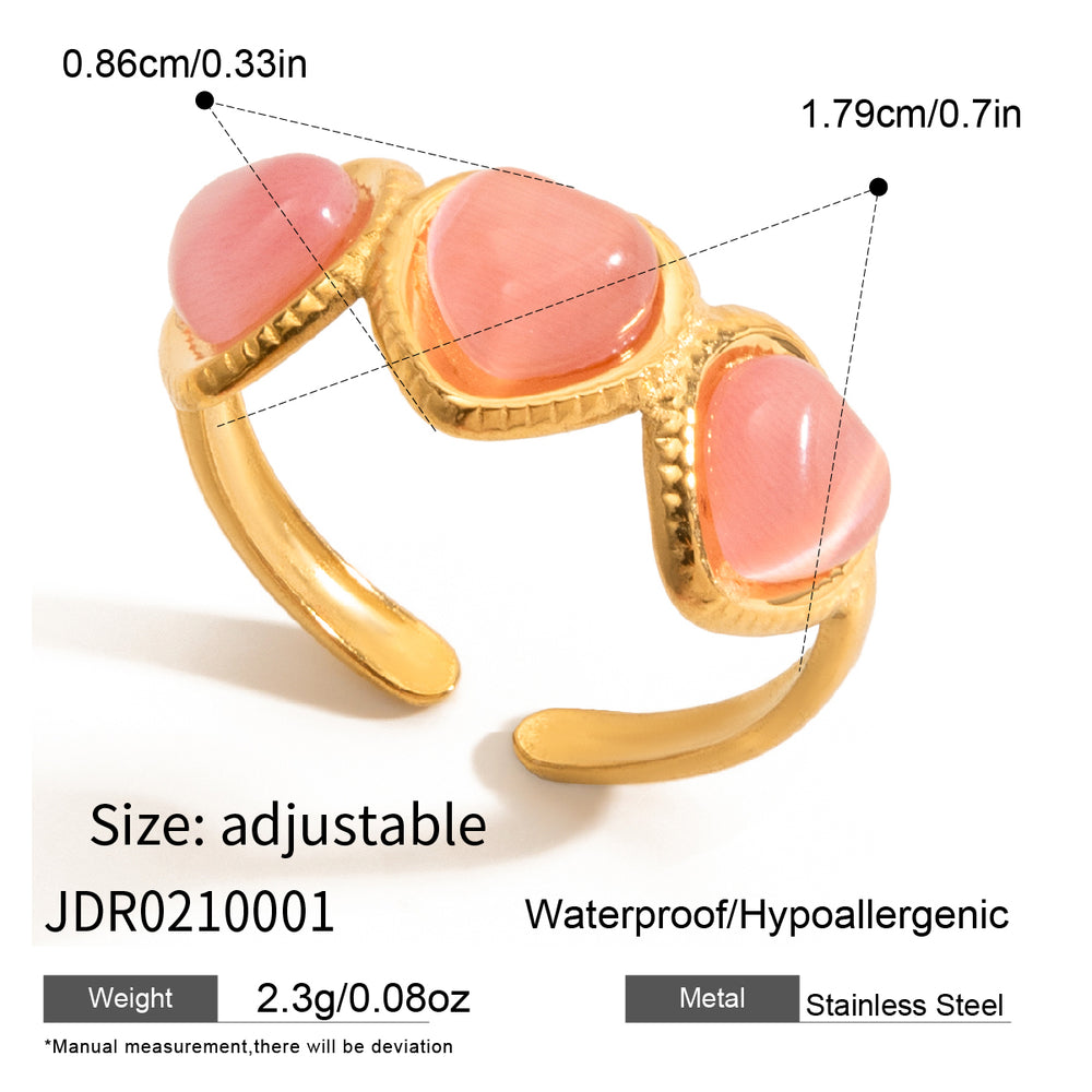 Blushing Heart Ring – adjustable gold ring