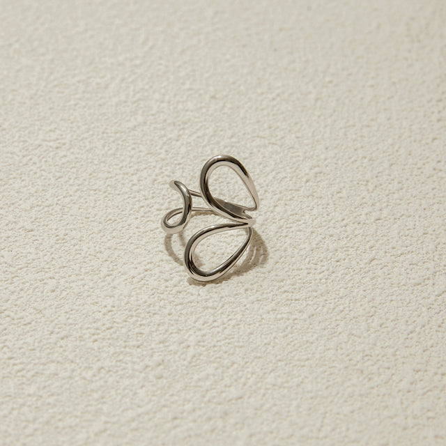Liquid Silver Sculptural Ring | Waterproof Stainless Steel Silver ...