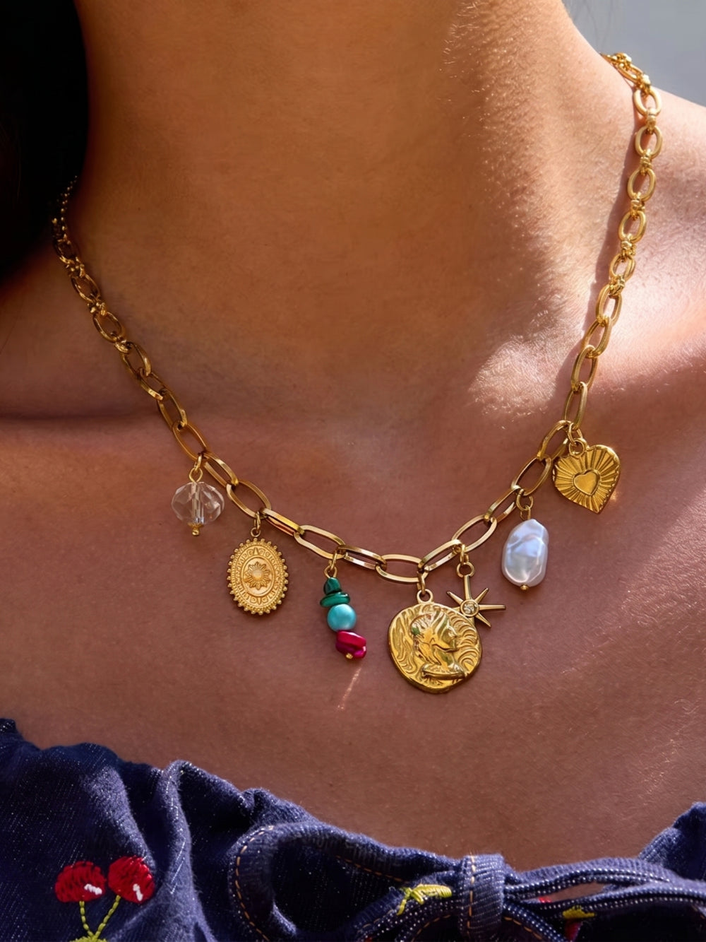 Timekeeper’s Charm – gold necklace with pearls