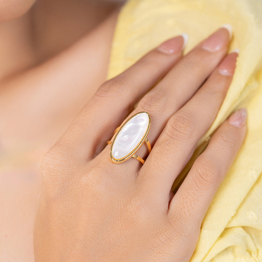 Moonstone Muse Ring – adjustable gold ring