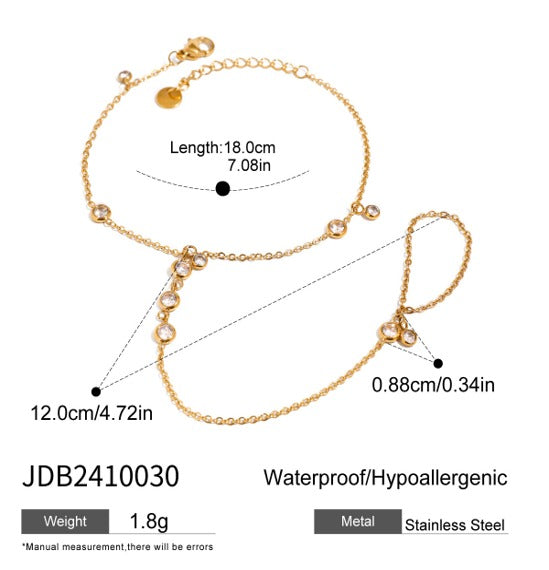 Lumiara Hand Chain Bracelet – gold hand chain with cubic zirconia stones